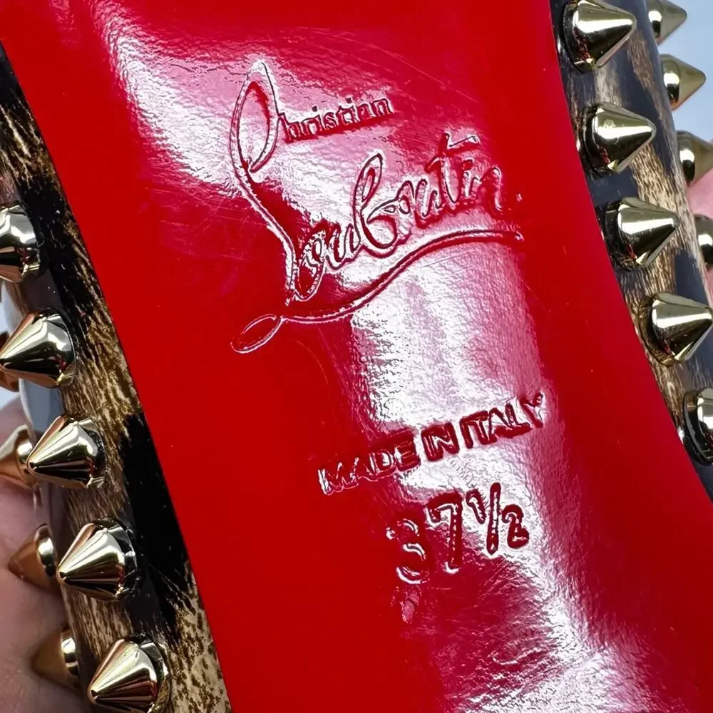 Christian Louboutin Dorispiky Leopard Patent Heels Womens Size EU 37.5